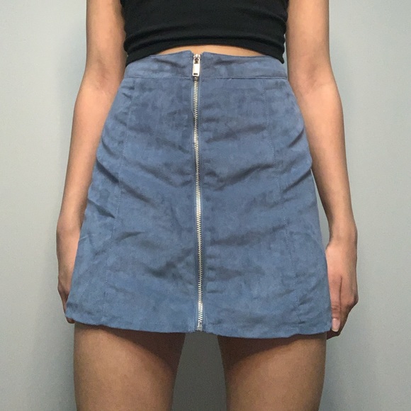Blue zip up skirt